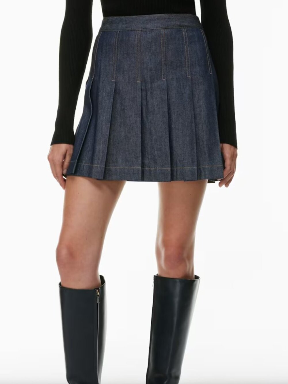 Aritzia Babaton Perspective Jean/Denim Pleated Mini Skirt - Size 6